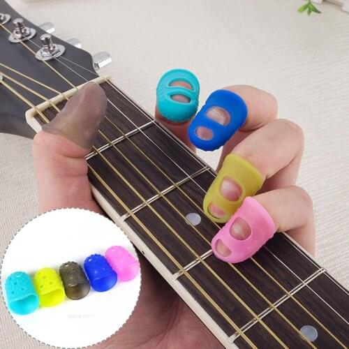 4Pcs/Set Silicone Finger Cots Guards Non-slip String Guitar Fingertip Protectors For Ukulele Guitar Transparent Random Color