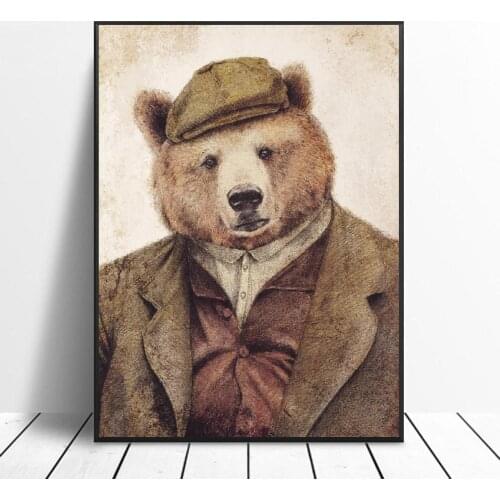 Retro modern animal Uncle B Canvas Print Wall Art Poster Picture Bedroom Living Room Decoration No Frame