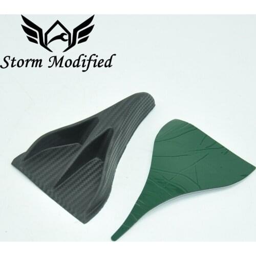 SuTong Black Carbon Fiber Fit Car Roof Lip Splitter Fin Air Knife Auto Body Kit Car Spoiler Canards Valence Chin Accessory