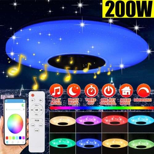 200W LED Music Ceiling Light RGB bluetooth Speaker Lamp Home Party Bedroom APP/Remote Control Dimmable Smart Colorful Light
