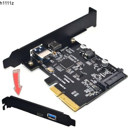 Add On Card USB 3.1 Type C PCIe Expansion Card PCI-e to 1 Type C and 1 Type A 3.0 USB Adapter PCI Express Riser Card For Desktop