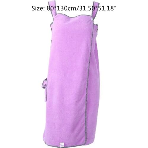 Womens 4pcs Absorbent Coral Velvet Microfiber Spa Bath Wrap Cover Up Set Soft Fleece Bathrobe Shower Towel Tube Dress with GXMA