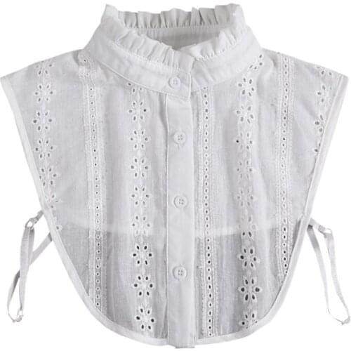 Women Lace Collar Pure Color Detachable Lapel Choker Necklace Shirt Fake False Collar Blouse Sweatshirt Vest Accessories