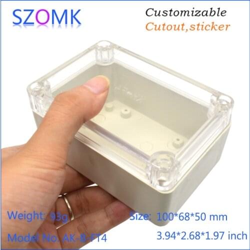 1 piece, 100*68*50mm clear cover IP65 waterproof plastic instrument enclosure for electronics plastic housing case szomk