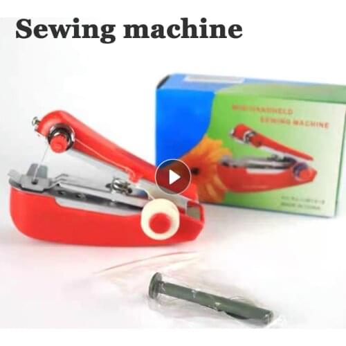 1Pc Red Mini Sewing Machines Needlework Cordless Hand-Held Clothes Useful Portable Sewing Machines Handwork Tools Accessories