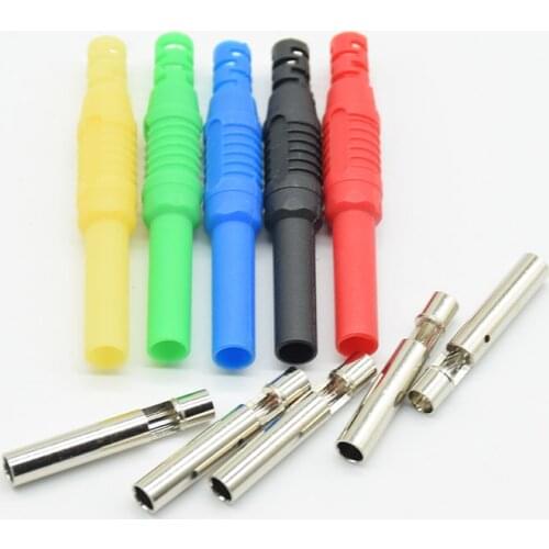 2Pcs Brass Insulated Shrouded Safety 4mm Banana Female Jack Solder Plug Connector Instrument testing red black blue green yellow