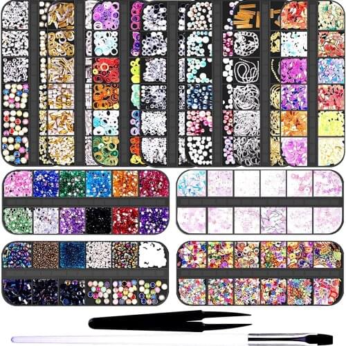 2021 New Nail Glitter Set Flat Back Gems Rhinestones Pick Up Tweezers Nail Pen for Nail Art DIY 1Nail Glitter Sequins Nail Art