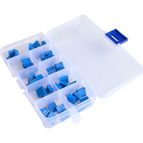 50Pcs/Lot 3296W Multiturn Trimmer Potentiometer Kit High Precision 3296 Variable Resistor 500R 1K 2K 5K 10K 20K 50K 100K 200K 1M