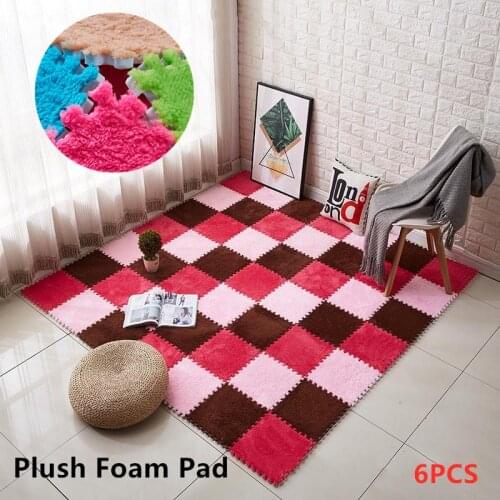 9PCS 30x30cm Soft Plush Foam Rug Childrens Mat Eva Foam Puzzles Playmats Splicing Keep Warm Mat Suitable for Winter 11 Colors