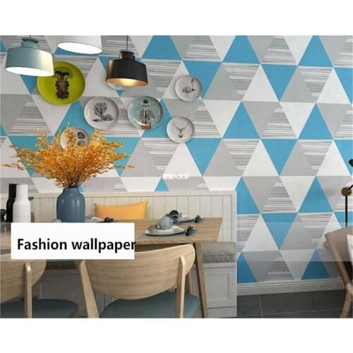 Beibehang Nordic style wall paper personality modern minimalist geometric lattice square living bedroom background 3d wallpaper