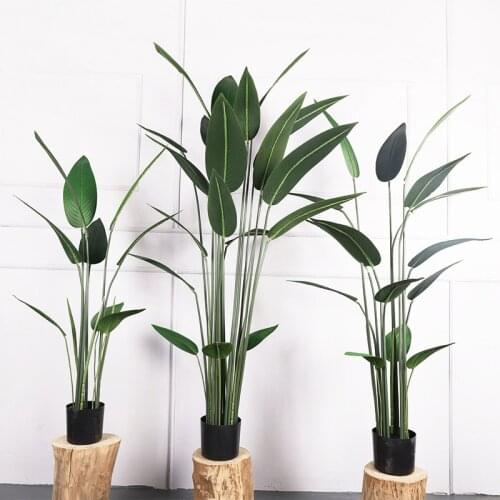 Large Artificial Plant Green Palm Tree Leaves Plastic Leaves Fake Banana Tree Wedding Family Garden Room Decoration
