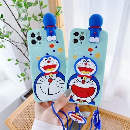 For iPhone 12 11 Pro Xs Max Xs XR 6 7 8Plus Case Funny TPU Soft Phone Strap Rope Case