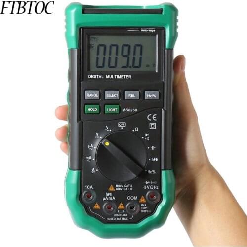FTBTOC MS8268 Auto Range Digital Multimeter Full protection AC/DC Voltmeter Ammeter Ohm Capacitance Meter diode test