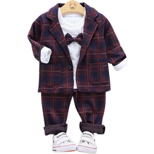 Spring Autumn Children Baby Boys Girls Clothing Infant wedding formal gentleman suit Shirt Pants 3Pcs/Sets Kids Tracksuits set