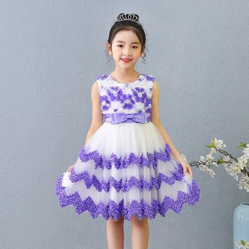 2020 New Summer Princess Dress Kids Bow Dresses For Flower Girls Wedding Party Birthday Short Dresses Infantil 5 -12 Years