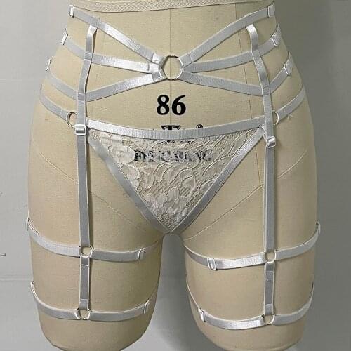 Women Bridal Wedding Garter Harajuku Sexy Lingerie Set Lace Body Cage Goth Harness Belt Hollow High Waist Leg Harness Garter