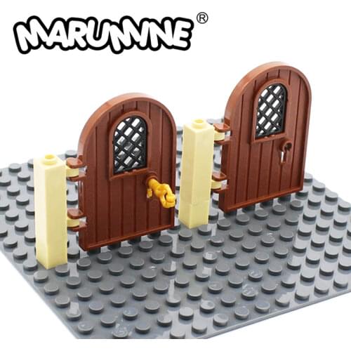 Marumine 64390 Door 1x4x6 Round Top With Window & Keyhole Reinforced Edge 30046 Pane MOC Bricks Construction Toys Parts