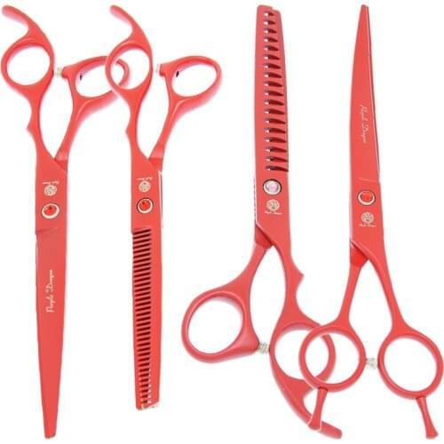 Purple Dragon 7" Pets Scissors for Dog Grooming Japan Steel Animal Straight Curved Cutting Shears Puppy Thinning Clippers B0031B