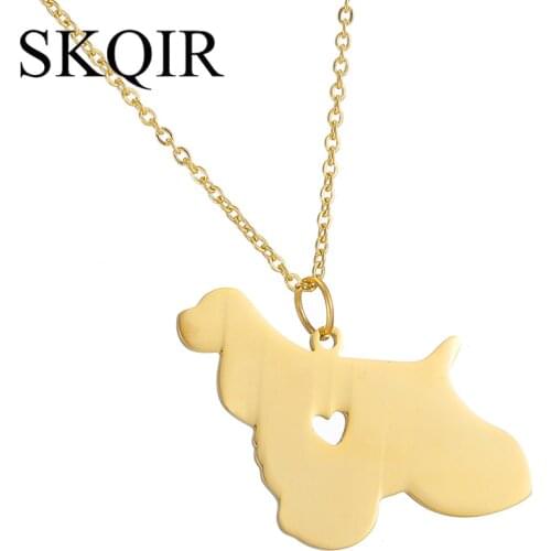Engraving Pet Name Cute Poodle Cocker Spaniel Dog Pendant Stainless Steel Choker Hollow Heart Dangle For Women Jewelry Kids Gift