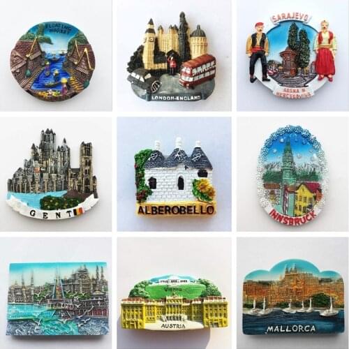Fridge Magnet Tourist Souvenir Thailand Italy Vienna Barcelona London Lisboa 3D Refrigerator Magnets Sticker Kitchen Craft Decor