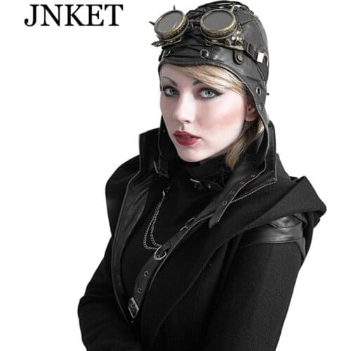 JNKET New Punk Soft Leather Unisex Neutral Motorcycle Flying Cap Clothing Accessories
