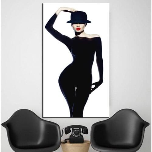 Canvas Prints Painting Modern Black Woman Model Wall Art Poster And Prints Pictures Home Decoration For Living Room No Frame