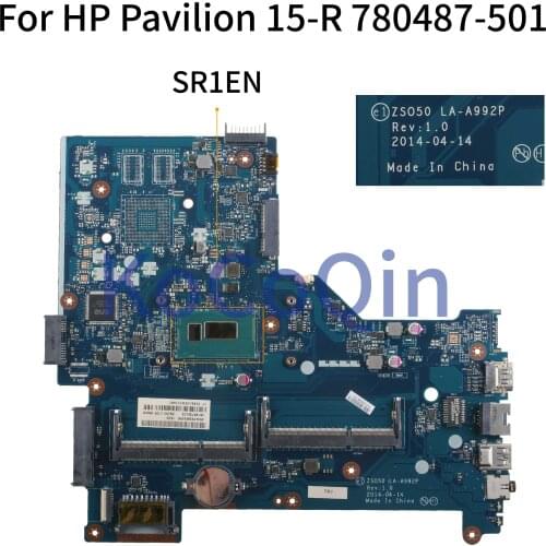 KoCoQin Laptop motherboard For HP Pavilion 15-R Core I3 Mainboard 780487-001 780487-501 ZS050 LA-A992P SR1EN CPU