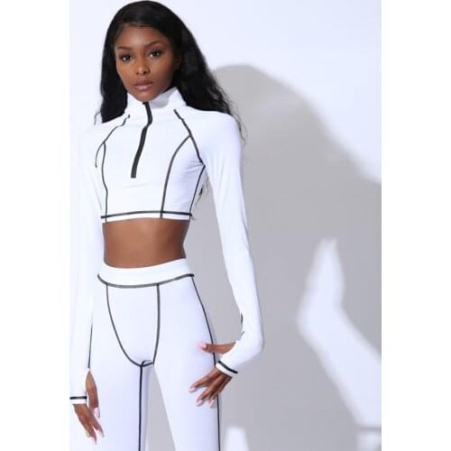 2020 Summer Womens New Long-Sleeved Yoga Fitness Cool Fashion Suit Female Two Piece Set