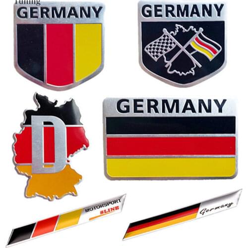 Metal 3D Decal Grille Bumper Window Body Decoration Germany German Flag Badge Emblem Deutsch Car Sticker