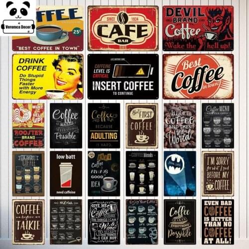 Coffe Metal Sign Plaque Metal Vintage Pub Bar Decor Tin Sign Coffee Shop Plate Poster Home Decor Art Painting Wall Sticker