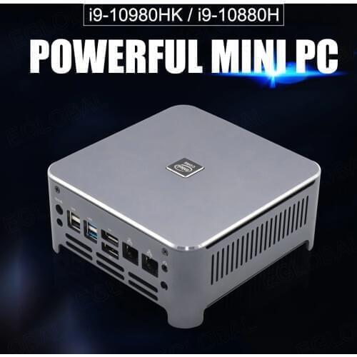 EGLOBAL Mini PC Windows 10 Intel i9 10880H 8 Core 16 Threads 2*DDR4 2*M.2 NVME 2*Lan Barebone PC DP HDMI HTPC NUC 4K Computer