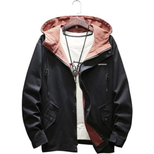 Fashion men jacket Spring autumn high quality hooded Casual coat mens Solid color Streetwear Windbreaker Male slim outerwear 3XL