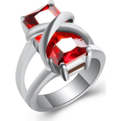 Men and women Lover rings rectangle Crystal Zircon ring trend personality stainless steel Man jewelry Good Quality