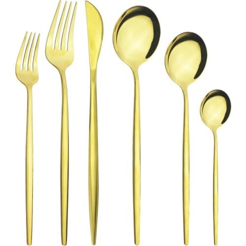 36Pcs/Set Gold Cutlery Set Stainless Steel Flatware Set Knives Fork Spoons Dinnerware Tableware Set Kitchen Party Silverware Set