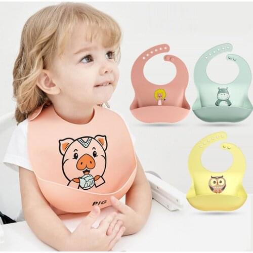Baby Bibs Waterproof Silicone Feeding Saliva Towel Newborn Cartoon Aprons Toddle Boys Girls Adjustable Different Styles of Bibs