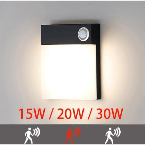 Outdoor LED Garden Lamp Decoration PIR Motion Sensor Waterproof Wall Light Aluminum Lamp Body AC85--265V