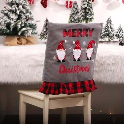 New Christmas Chair Cover Back Cover Comfortable Christmas Home Decoration New Year Embroidered Faceless Old Man Chair Cover