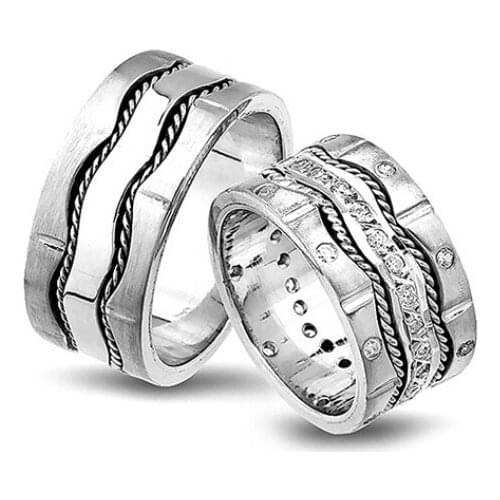 Couple Wedding Ring Sterling Silver 925 Woman And Man Luxury Jewelry Bands Fashion Engagement Anniversary Ancient Greek Model