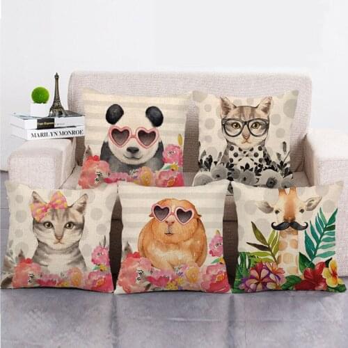 Wholesale 45cm*45cm Abstract animal pattern Linen/Cotton Throw Pillow Covers Couch Cushion Cover Home Decor Pillowcase