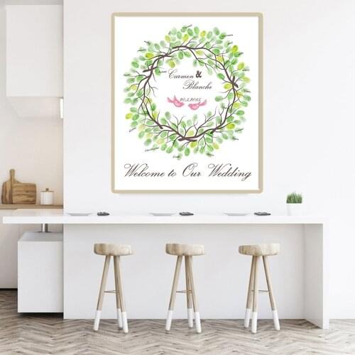 Personalized Wedding Fingerprint tree painting Guest Book Wedding Gifts Signature DIY fingerprint painting Wedding souvenirs