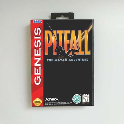 Pitfall The Mayan Adventure - USA Cover With Retail Box 16 Bit MD Game Card for Sega Megadrive Genesis Video Game Console
