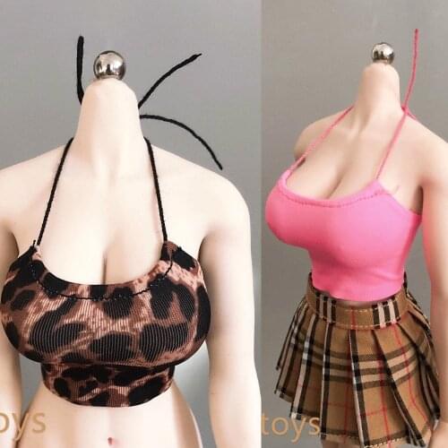 1/6 Sexy lace-up leopard print top and pink suspenders without skirt For 12 Inch Female Dolls