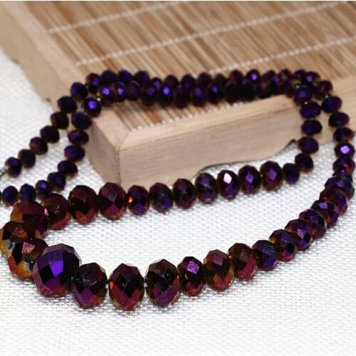 Purple crystal glass 6-14mm abacus rondelle faceted beads diy chain necklace wholesale price romantic jewelry 18inch B641