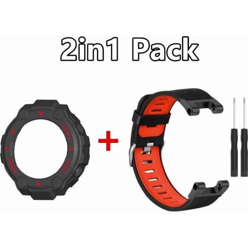 Correa For Amazfit T Rex Watch Strap Silicone Watchband + Protector Case For Amazfit T-rex Pro Bracelet Wrist Band TPU Cover