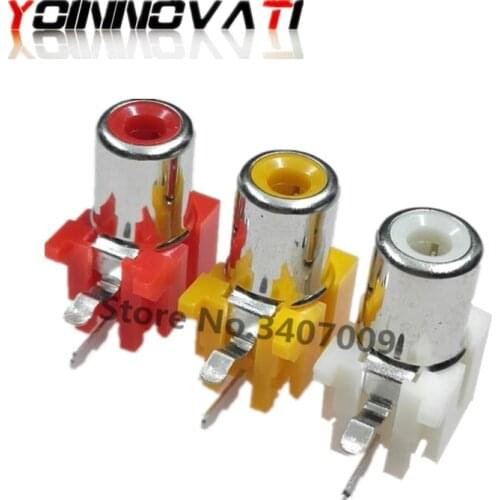 5PCS/LOT AV-8.4-5 2x Holes 2Pins RCA Sockets 90Degree Audio Video Connecctors Jacks Yellow White Red