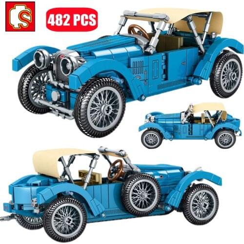 SEMBO New Retro Classic Vintage Car Building Block Model Creativity MOC Technical Sports Cars Vehicle Bricks Toys For Children