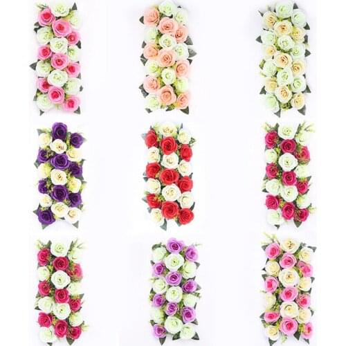 Silk Rose Flower Home Decor Champagne Artificial Flower for Wedding Decoration Flower Wall Romantic Wedding Backdrop Decor