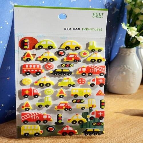 ZY DIY Pretty Cartoon Toy Car Printed Felt Sticker DIY Nonwoven Felt Fabric