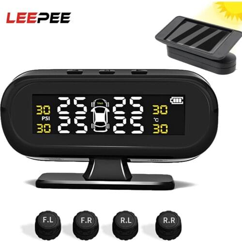 Solar TPMS Car Tire Pressure Alarm Monitor System Display Intelligent Temperature Warning Fuel Save with 4 Sensors tpms