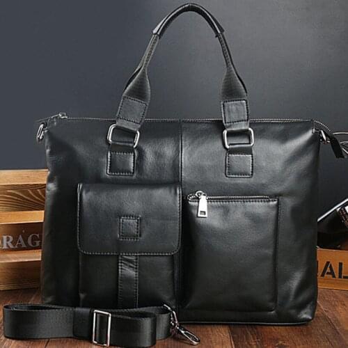 New Men Genuine Leather Leisure Travel Bag Handbags Man Cowhide Shoulder Messenger Bags Business Laptop computer Cross section